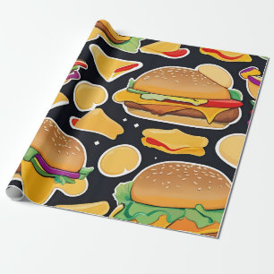Lebhafte farbenfrohe Cheeseburgers Geschenkpapier