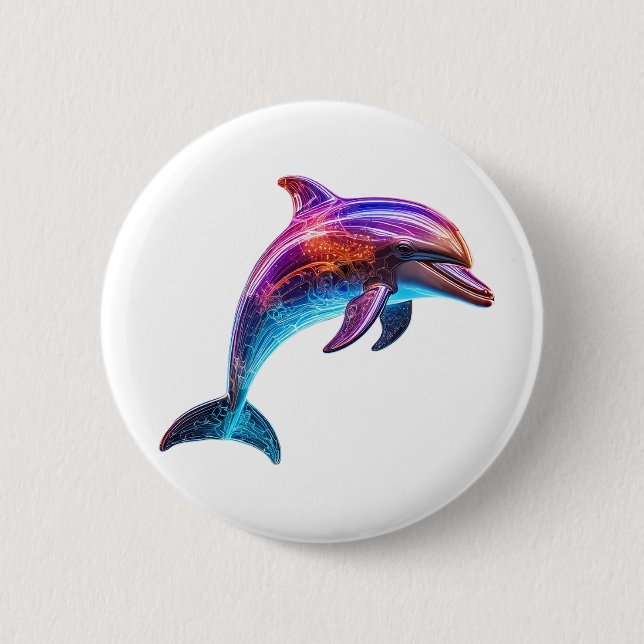Lebhafte farbenfrohe Dolphin Button (Vorderseite)