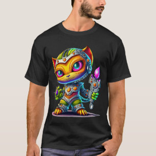 Lebhafte, farbenfrohe Katze 3D Abstrakt Vector Kat T-Shirt