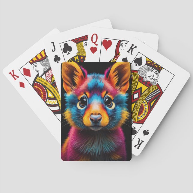 Lebhafte, farbenfrohe Kunst im Tierdesign Spielkarten (Rückseite)