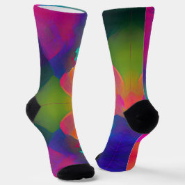 Lebhafte, farbenfrohe, lila-gelbe Fuchsie Socken