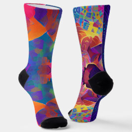 Lebhafte, farbenfrohe, lila-gelbe Fuchsie Socken