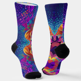 Lebhafte, farbenfrohe, lila-gelbe Fuchsie Socken