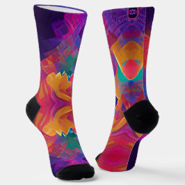Lebhafte, farbenfrohe, lila-gelbe Fuchsie Socken