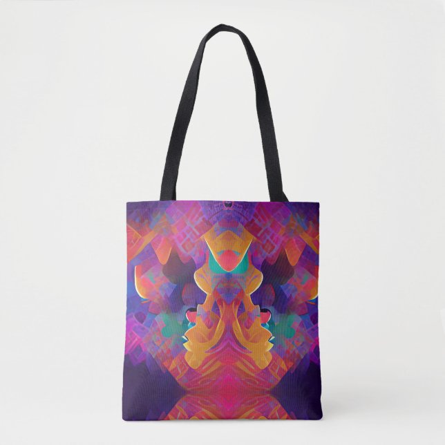 Lebhafte, farbenfrohe, lila-gelbe Fuchsie Tasche (Vorderseite)