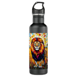 Lebhafte farbenfrohe Lion Mosaik Edelstahlflasche