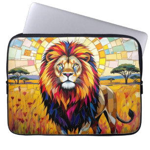 Lebhafte farbenfrohe Lion Mosaik Laptopschutzhülle
