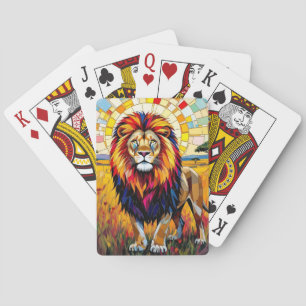 Lebhafte farbenfrohe Lion Mosaik Spielkarten