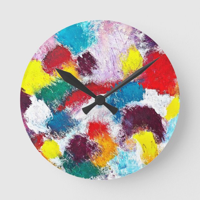 Lebhafte farbenfrohe mehrfarbige Krawatte Runde Wanduhr (Vorderseite)