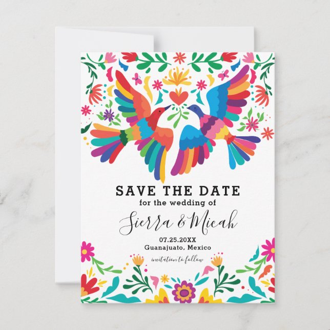 Lebhafte, farbenfrohe mexikanische Inspiriert Vöge Save The Date (Vorderseite)