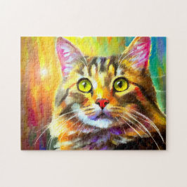 Lebhafte, farbenfrohe, orange graue Tabby Katzenma