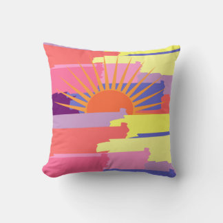 Lebhafte farbenfrohe Pinselstriche W/Sun Throw Kis Kissen