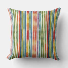 Lebhafte farbenfrohe Regenbogenstreifen Wasserfarb Kissen
