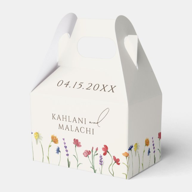 Lebhafte farbenfrohe Wildblume Moderne Hochzeit Geschenkschachtel (Vorderseite)