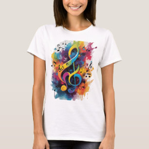 Lebhafte Farbkombinationen von musikalischen Symbo T-Shirt