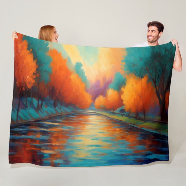 Lebhafte Farblandschaft Fauvismus Impressionist Fleecedecke (Beispiel)