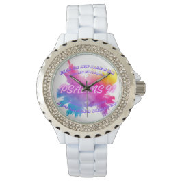 Lebhafte Farbspritzen Psalm 91 Armbanduhr
