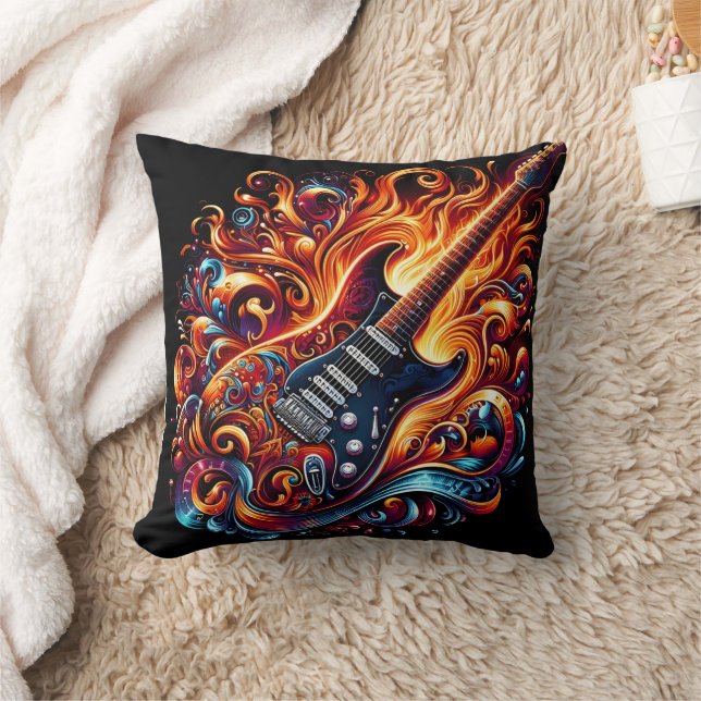 Lebhafte, feurige Gitarre Kissen (Decke)