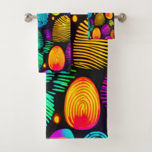 Lebhafte Fingerabdruck-Inspirierte Abstrakte Kunst Badhandtuch Set