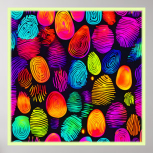 Lebhafte Fingerabdruck-Inspirierte Abstrakte Kunst Poster
