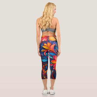 Lebhafte Florale Abstrakte Yoga-Leggings Capri Leggings
