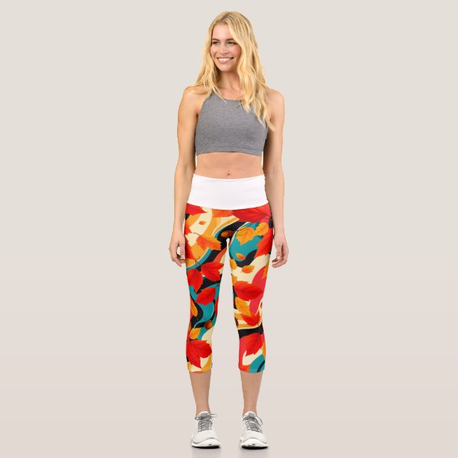 Lebhafte flüssige Kunst Capri Leggings (Vorderseite)