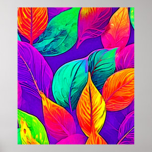 Lebhafte Foliage: Cartoon Neon Poster