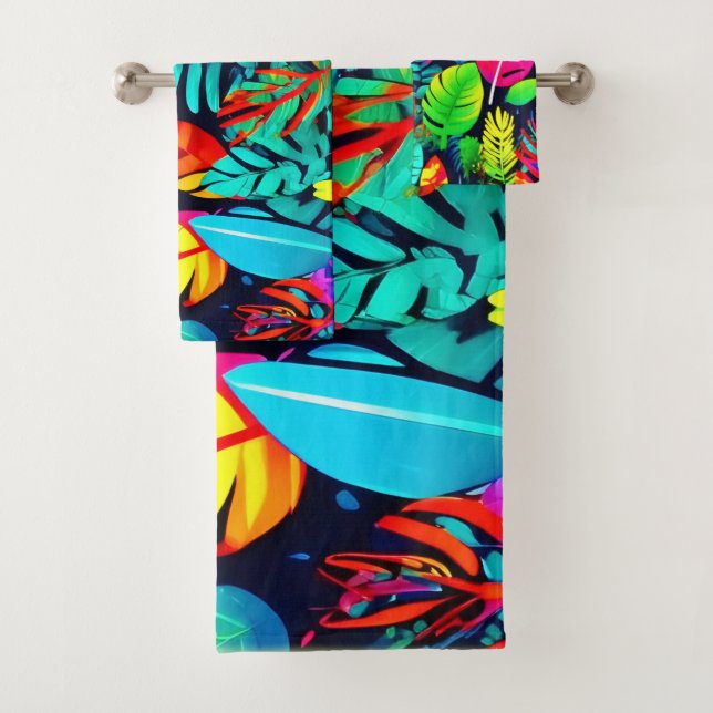 Lebhafte Foliage Drizzle Art Badhandtuch Set (Insitu)