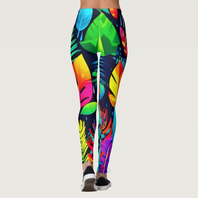 Lebhafte Foliage Drizzle Art Leggings (Rückseite)