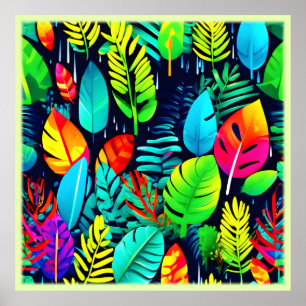 Lebhafte Foliage Drizzle Art Poster