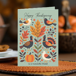 Lebhafte Folk Art Türkei Pumpkin Fall Erntedank Karte