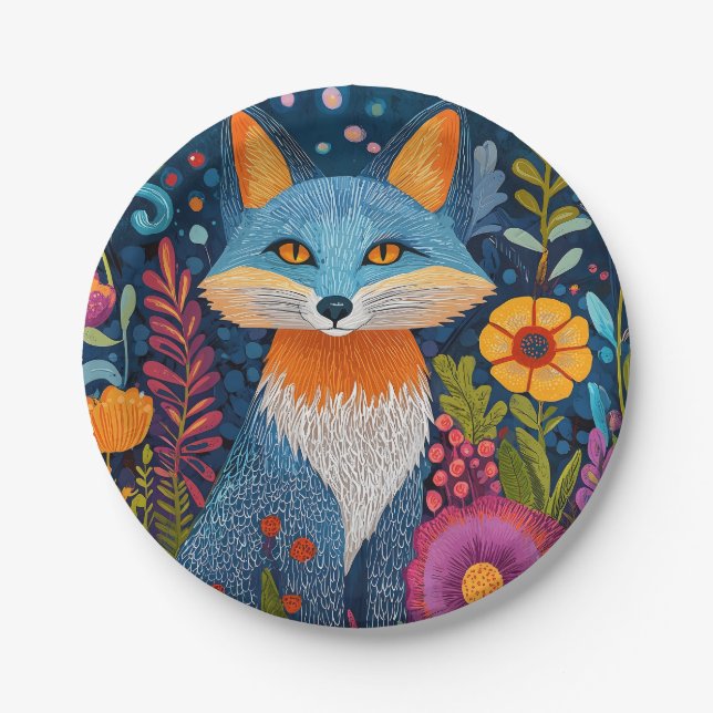 Lebhafte Fox Dot Kunst, Dichtung und Musik Pappteller (Vorderseite)