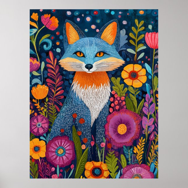 Lebhafte Fox Dot Kunst, Dichtung und Musik Poster (Vorne)