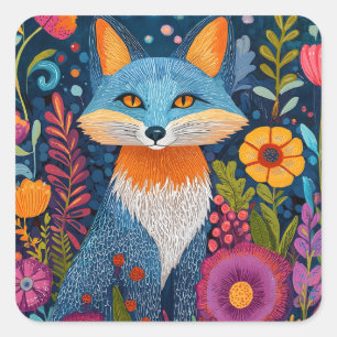 Lebhafte Fox Dot Kunst, Dichtung und Musik Quadratischer Aufkleber