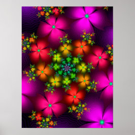 Lebhafte Fraktal-Blume Poster