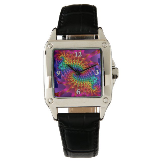 Lebhafte Fraktal Dragons Armbanduhr (Vorderseite)