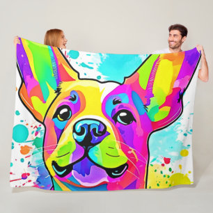 Lebhafte Frenchie Bulldog Puppy Art Fleecedecke