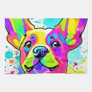 Lebhafte Frenchie Bulldog Puppy Art Geschirrtuch