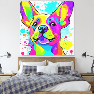 Lebhafte Frenchie Bulldog Puppy Art Leinwanddruck