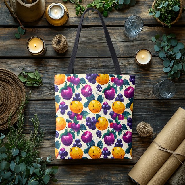 Lebhafte Früchte mit Trauben, Äpfeln und Orangen Tasche (Von Creator hochgeladen)