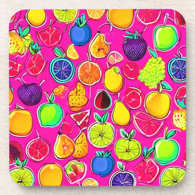 Lebhafte Fruchtfusionsmuster Getränkeuntersetzer (Vorderseite)