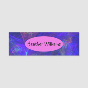 Lebhafte Galaxy Abstrakte Wirbel Pinks Gelbe Blues Namensschild