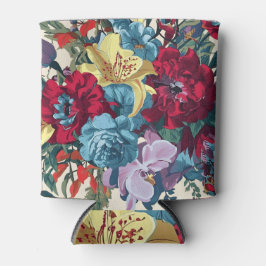 Lebhafte Gartenblüten farbenfrohe Vintage Blume Dosenkühler