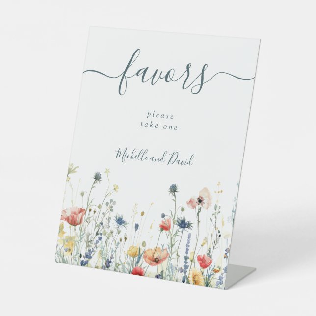 Lebhafte Gastgeschenke Hochzeiten der Wildblume Sockelschild (Vorderseite)