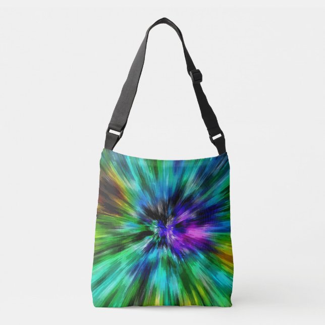 Lebhafte Gefärbte Krawatte der Sternexplosion Tragetaschen Mit Langen Trägern (Vorderseite)
