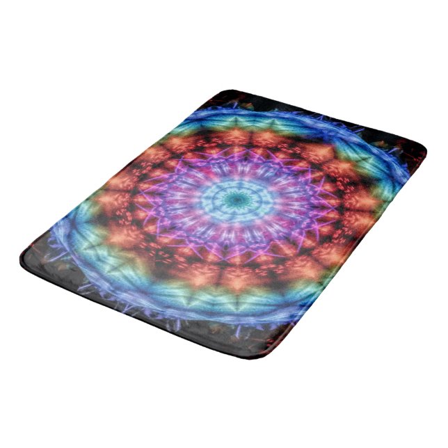 Lebhafte Gefärbte Krawatte Kaleidoskop Rainbow Man Badematte (Schrägansicht)