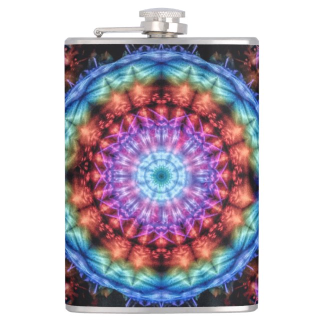 Lebhafte Gefärbte Krawatte Kaleidoskop Rainbow Man Flachmann (Vorderseite)