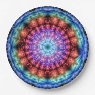 Lebhafte Gefärbte Krawatte Kaleidoskop Rainbow Man Pappteller