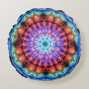 Lebhafte Gefärbte Krawatte Kaleidoskop Rainbow Man Rundes Kissen