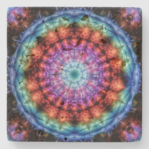 Lebhafte Gefärbte Krawatte Kaleidoskop Rainbow Man Steinuntersetzer